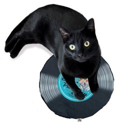Crochet Kitty Elvis Purrsley Record Mat Crinkle Cat Toy with Catnip, Black, 11.5 x 11.5-in slide 2 of 3