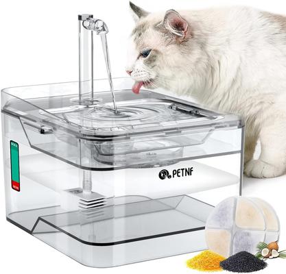 PETNF Transparent Cat Water Drinking Fountain with 2 Filters, Transparent,  3-L - Chewy.com