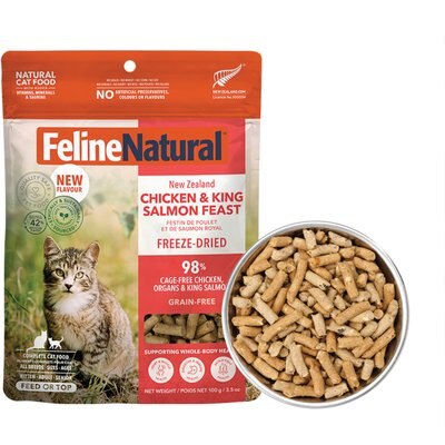 Feline Natural Feline Natural New Zealand Grain-Free Chicken & King Salmon Feast Freeze-Dried Cat Food, 3.5-oz bag
