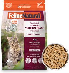 Feline Natural New Zealand Grain-Free Lamb & Venison Feast Freeze-Dried Cat Food, 11-oz bag