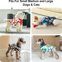 V.PET.B.R Dog Surgery Recovery Suit, Blue Dinosaur, Small slide 2 of 6