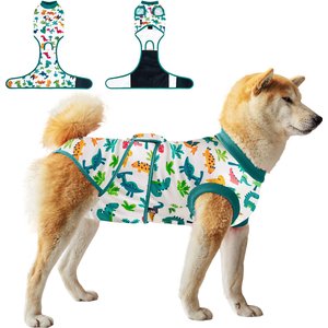 V.PET.B.R Dog Surgery Recovery Suit, Green Dinosaur, XX-Large