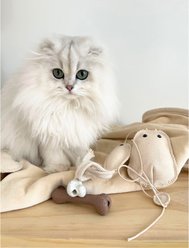 Our Green House Natural Canvas Mouse Cat Toy, White slide 2 of 2