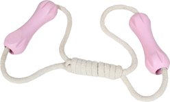 Our Green House Double Bone Tug Toy with Rope Dog Toy, Pink