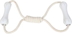 Our Green House Double Bone Tug Toy with Rope Dog Toy, White