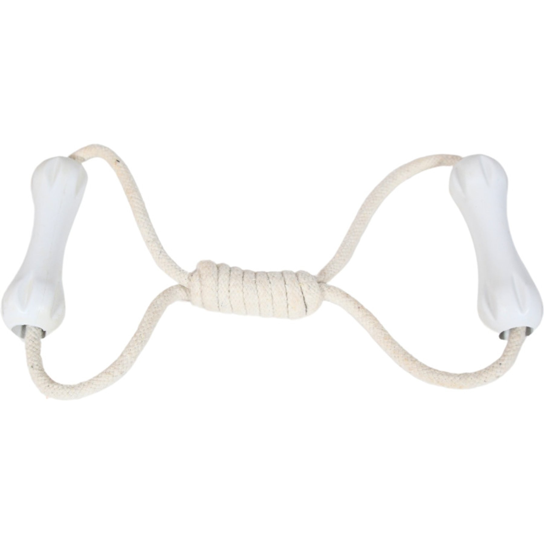 Our Green House Double Bone Tug Toy with Rope Dog Toy, White