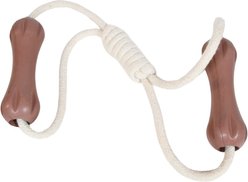 Our Green House Double Bone Tug Toy with Rope Dog Toy, Brown