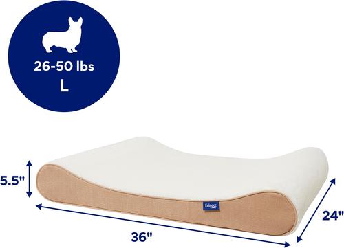 Show full view: Frisco Orthopedic Contour Lounger Dog Bed with Removable Cover, Beige, Large slide 2 of 8
