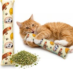 Kitty Kick Stix Interactive Handmade Cat Plush Toy with Catnip, Multicolor, 15-in, 1 count