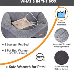 K&H Pet Products Thermo-Pet Lounge Sleeper Heated Bolster Dog & Cat Bed, Gray, Medium slide 2 of 9