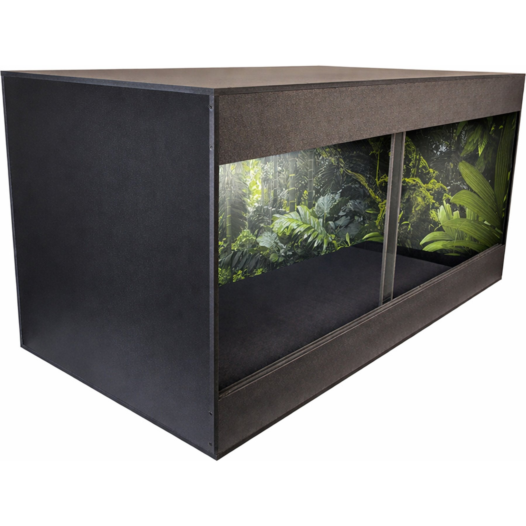 Reptile Kages 422 Premium Jungle Print Background PVC Horizontal Reptile Enclosure, Black, 120-gal