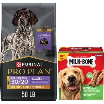Purina Pro Plan Purina Pro Plan Sport All Life Stages Performance 30/20 Chicken & Rice Formula Dry Food + Milk-Bone Original Large Biscuit Dog Treats