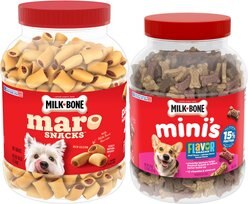 Milk-Bone Mini's Flavor Snacks Beef, Chicken & Bacon + MaroSnacksReal Bone Marrow Dog Treats