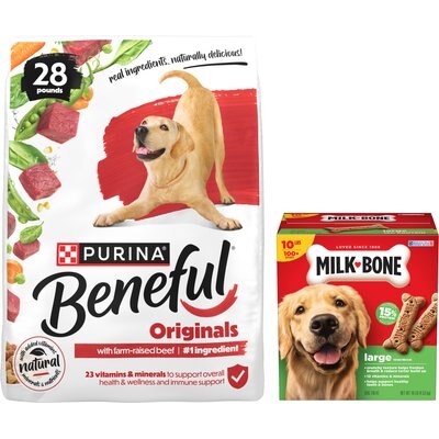 Purina Beneful Purina Beneful Originals with Real Beef Dry Food + Milk-Bone Original Large Biscuit Dog Treats