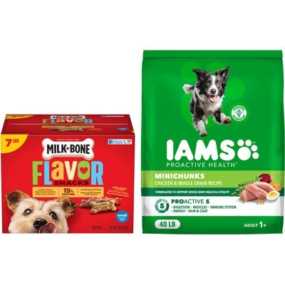 Iams Iams ProActive Health Adult MiniChunks Dry Food + Milk-Bone Flavor Snacks for Small/Medium Dogs