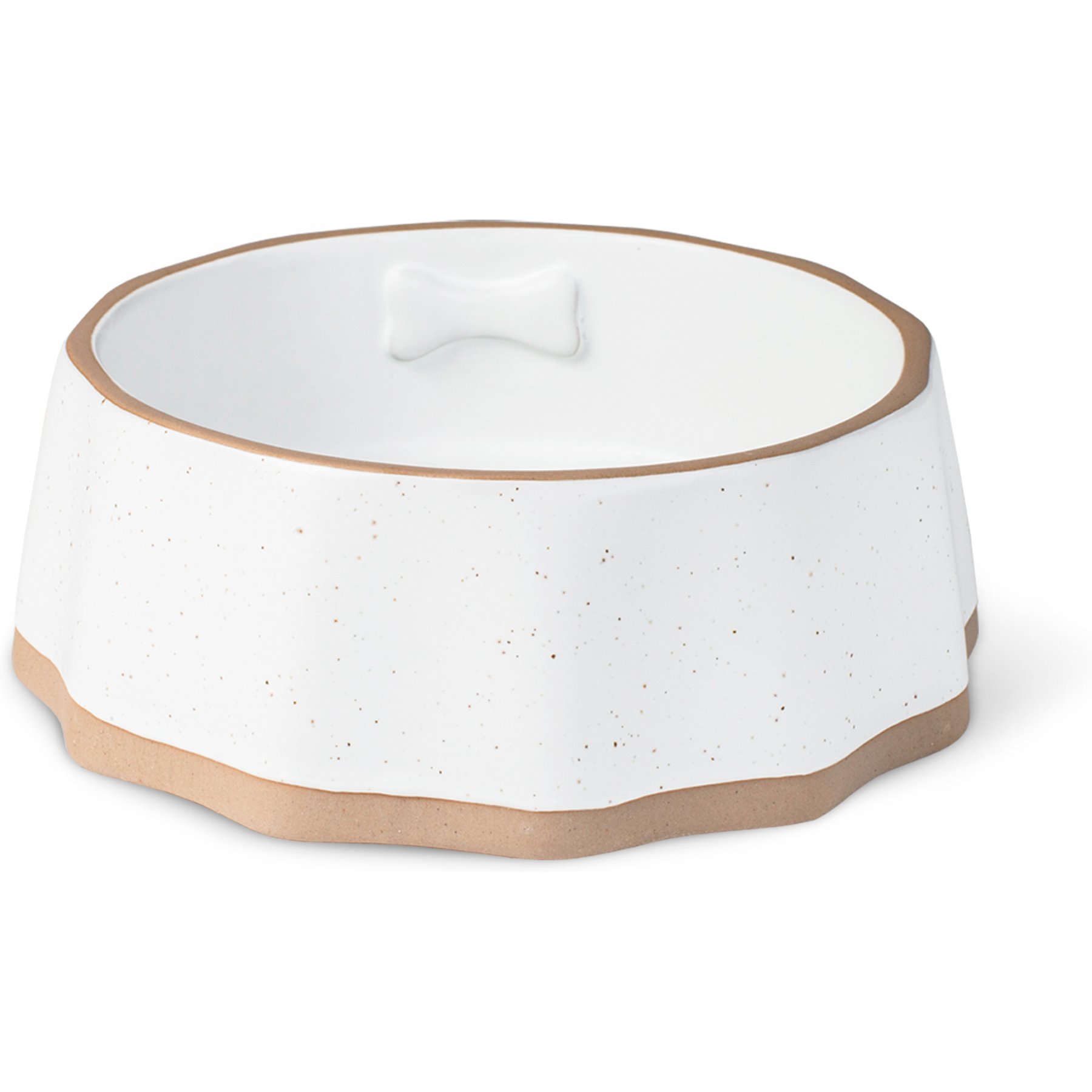 Fringe Studio Speckled Bone Dishwasher Safe Stone Dog Bowl, Multicolor, Medium