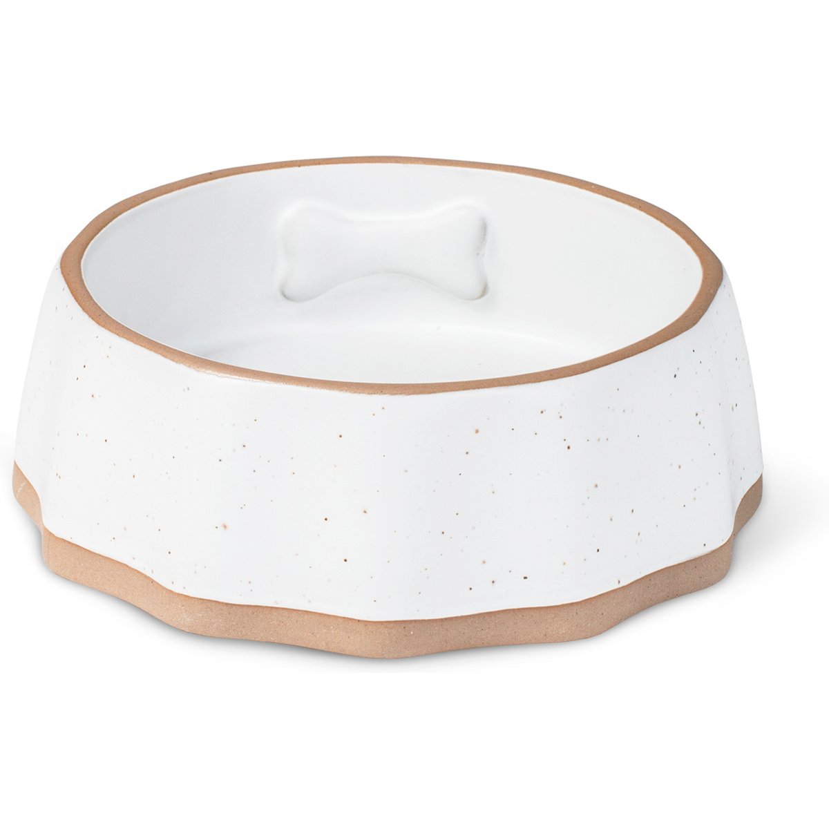 Fringe Studio Speckled Bone Dishwasher Safe Stone Dog Bowl, Multicolor, Small