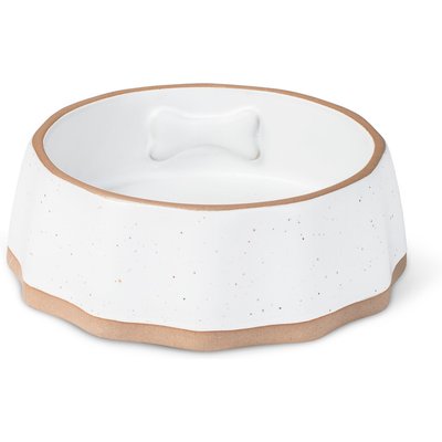 Fringe Studio Fringe Studio Speckled Bone Dishwasher Safe Stone Dog Bowl, Multicolor, Small