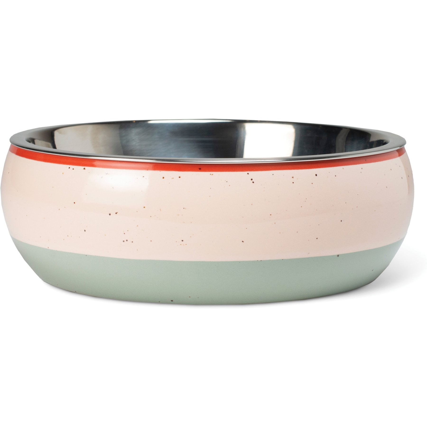 Fringe Studio Speckled Stripe Dishwasher Safe Stone Dog Bowl, Multicolor, Medium