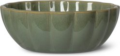 Fringe Studio Scalloped Sage Dishwasher Safe Stone Dog & Cat Bowl, Multicolor, Small