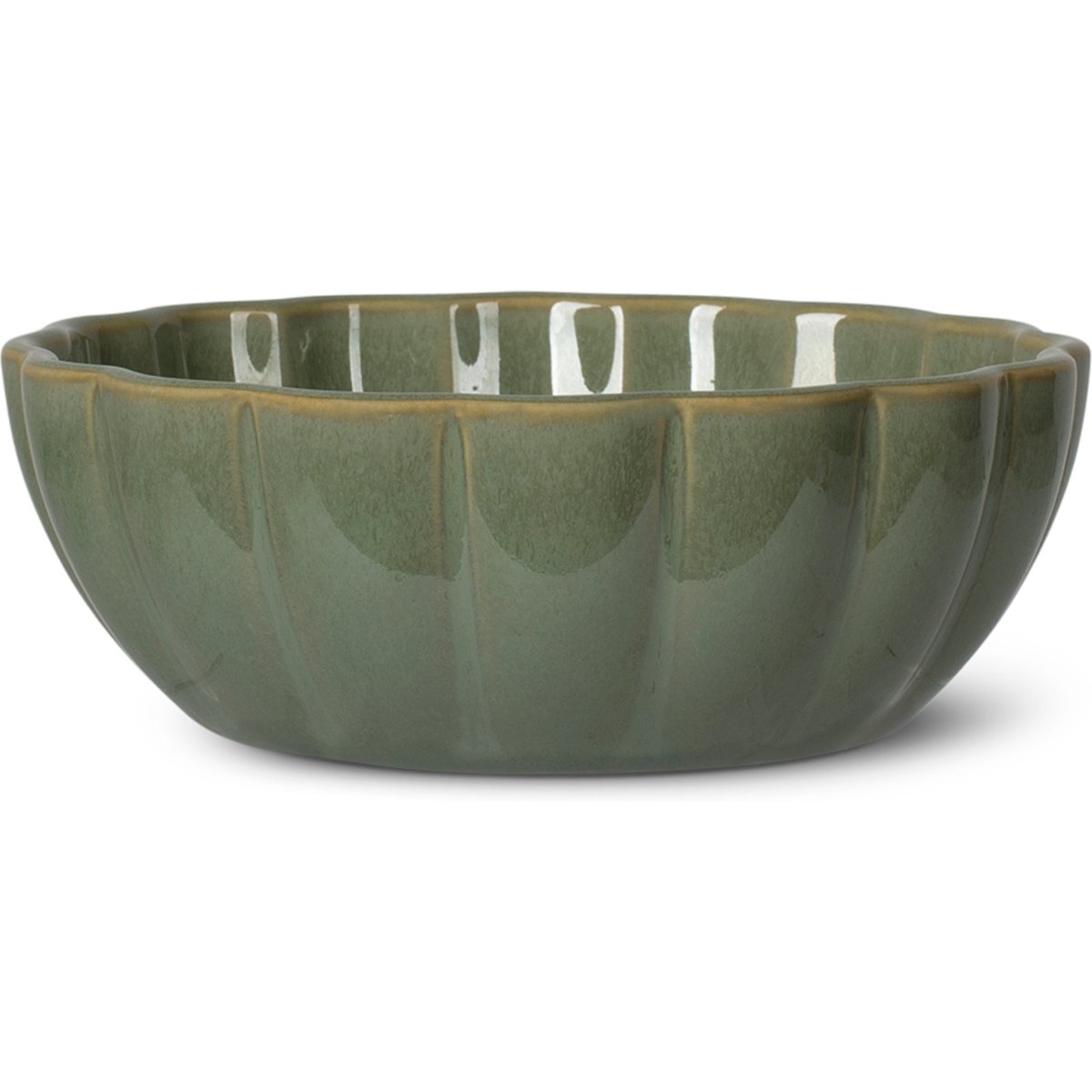 Fringe Studio Scalloped Sage Dishwasher Safe Stone Dog & Cat Bowl, Multicolor, Small
