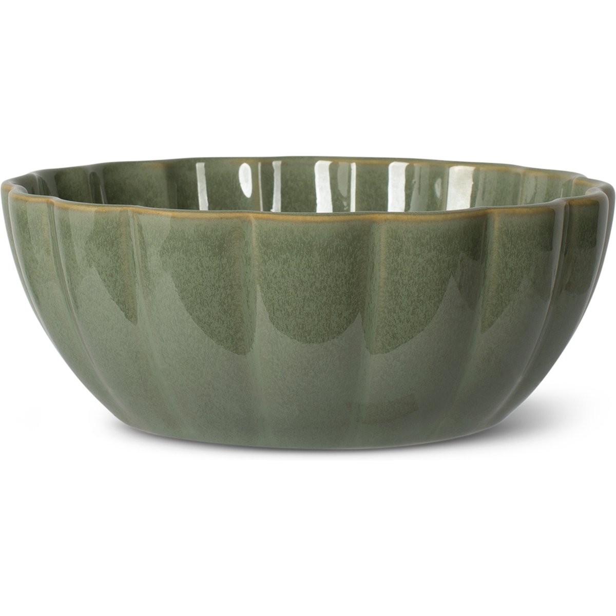 Fringe Studio Scalloped Sage Dishwasher Safe Stone Dog & Cat Bowl, Multicolor, Medium
