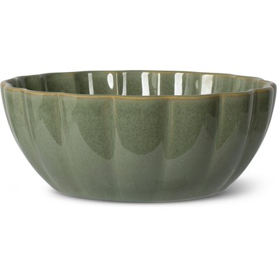 Fringe Studio Fringe Studio Scalloped Sage Dishwasher Safe Stone Dog & Cat Bowl, Multicolor, Medium