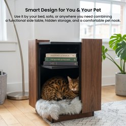 INSTACHEW Leo Side Table Oak Pet Lounge Cat Condo with Shelf, Walnut slide 2 of 5