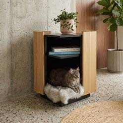 INSTACHEW Leo Side Table Oak Pet Lounge Cat Condo with Shelf, Oak