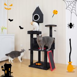 Coziwow Gothic 64-in Scratching Posts Condo Large Cat Tree Tower, Black & Red slide 2 of 9