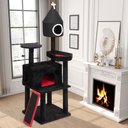 Coziwow Gothic 64-in Scratching Posts Condo Large Cat Tree Tower, Black & Red