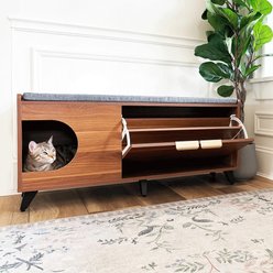 INSTACHEW Tucker Multifunctional Cat Condo with Shoe Cabinet, Walnut