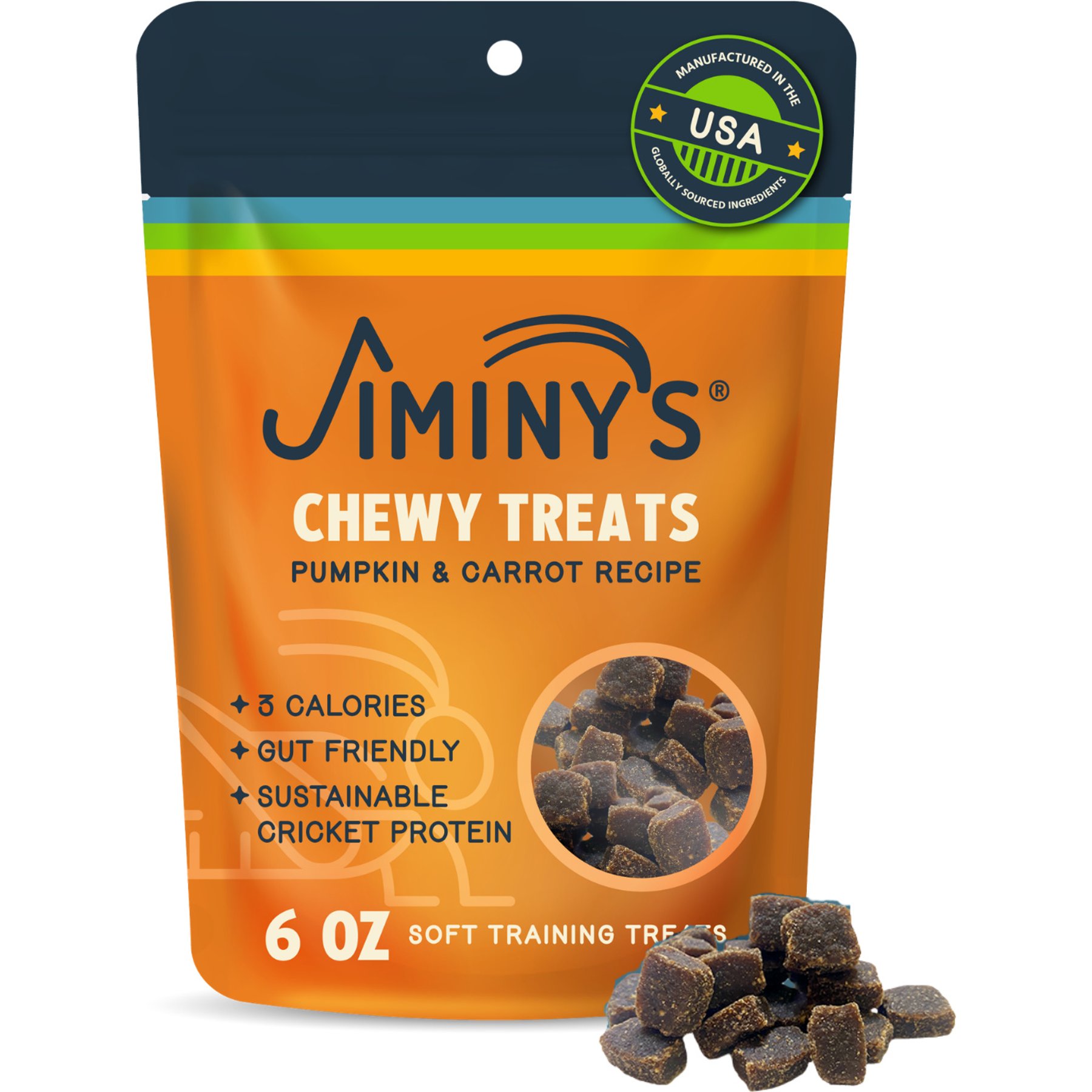 Jiminy's Cricket Cookie Pumpkin & Carrot Recipe Chicken-Free Soft Training Dog Treats, 6-oz bag, count