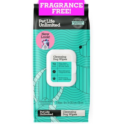 Pet Life Unlimited Pet Life Unlimited Fragrance Free Dog & Cat Grooming Wipes, 72 count