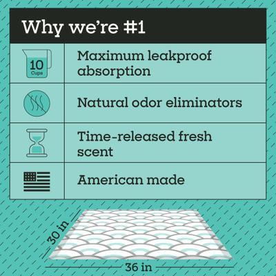 Show full view: Pet Life Unlimited Smart Prints Dog Pee Pads, Sweet Bluegrass Scent, XX-Large: 36 x 30-in, 30 count slide 3 of 10