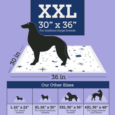 Show full view: Pet Life Unlimited Overnight Smart Prints Dog Pee Pads, Chamomile Vanilla Scent, XX-Large: 36 x 30-in, 14 count slide 6 of 10