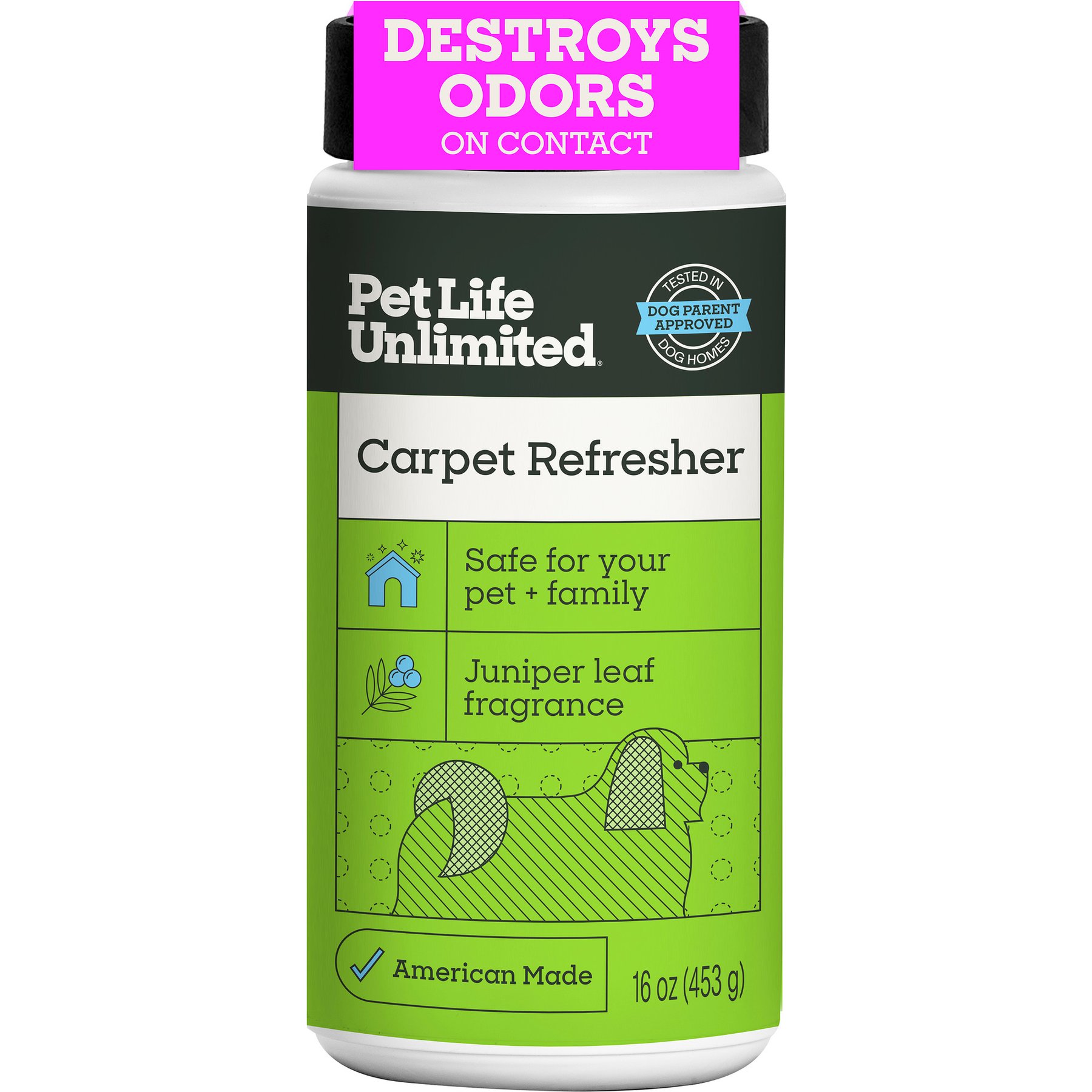 Pet Life Unlimited Carpet Refresher, Juniper Leaf Scent, 16-oz bottle