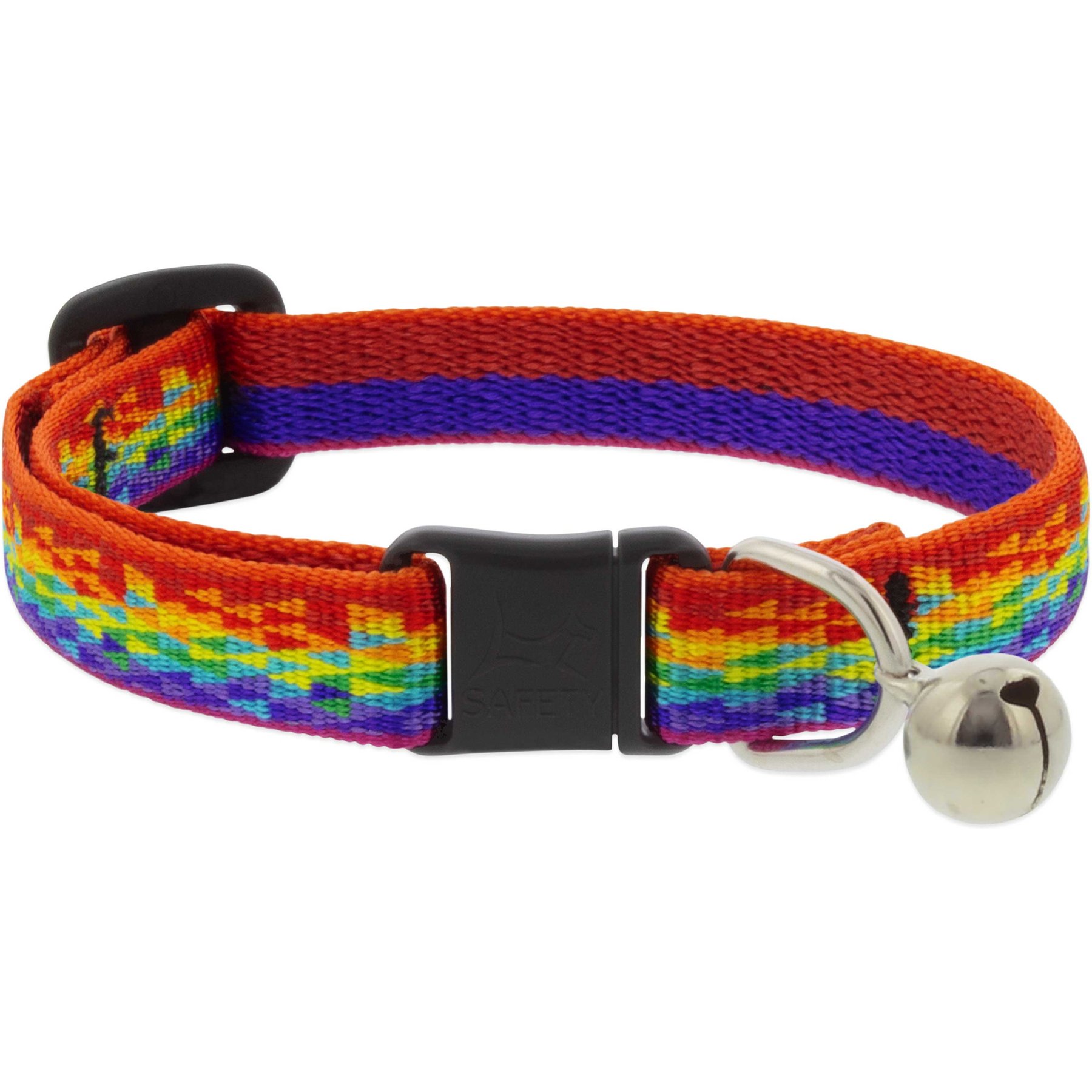 LupinePet MicroBatch Limited Edition Pixal Party Breakaway Buckle Safety Cat Collar with Bell, One Size: 8 to 12-in neck, 1/2-in wide
