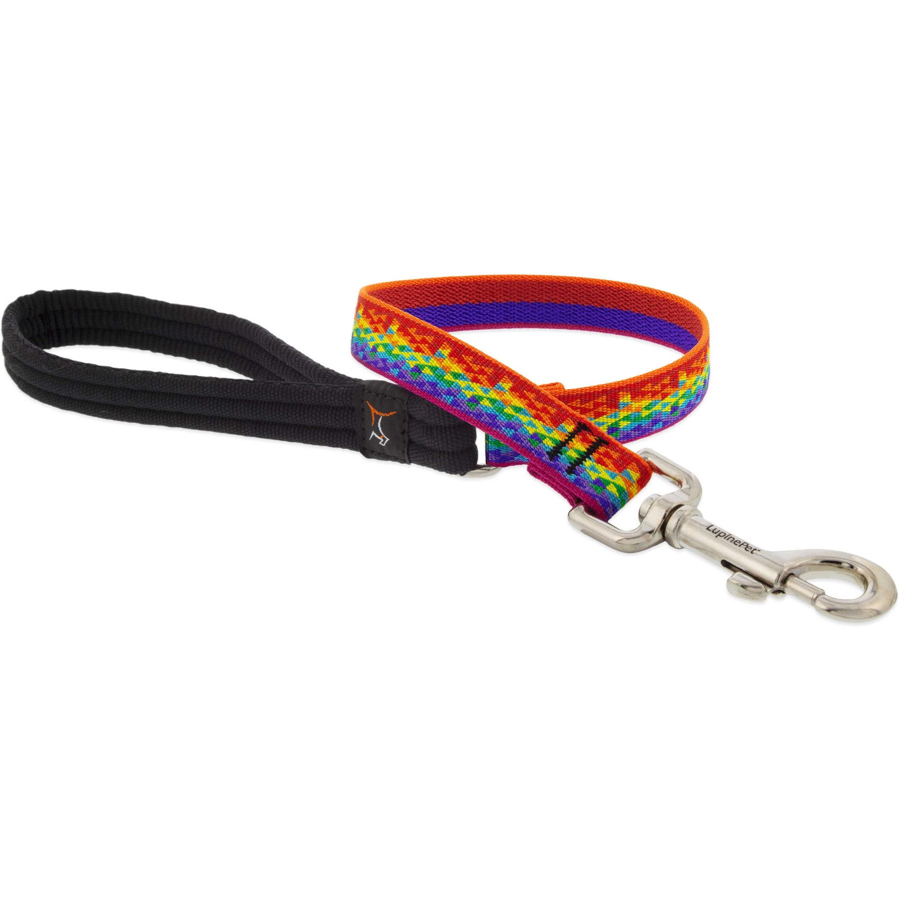 LupinePet MicroBatch Limited Edition Pixel Party Padded Handle Dog Leash, Short: 2-ft long, 3/4-in wide