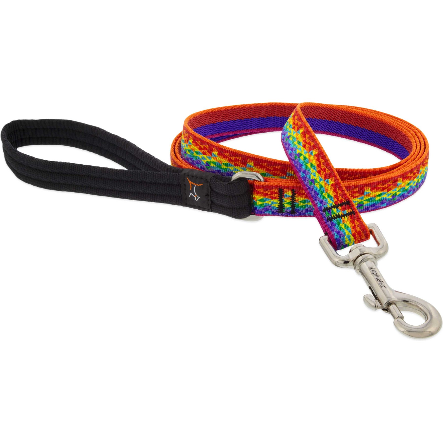 LupinePet MicroBatch Limited Edition Pixel Party Padded Handle Dog Leash, Regular: 4-ft long, 3/4-in wide