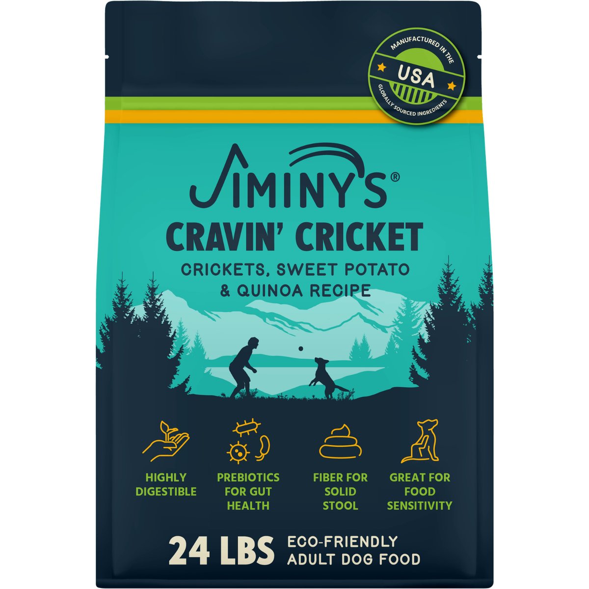 Jiminy's Cravin' Cricket Sensitive Stomach Dry Dog Food, 24-lb bag