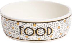 Pearhead Bistro Tile Honeycomb BPA-Free Ceramic Dog Food Bowl, White, Small: 2-cup