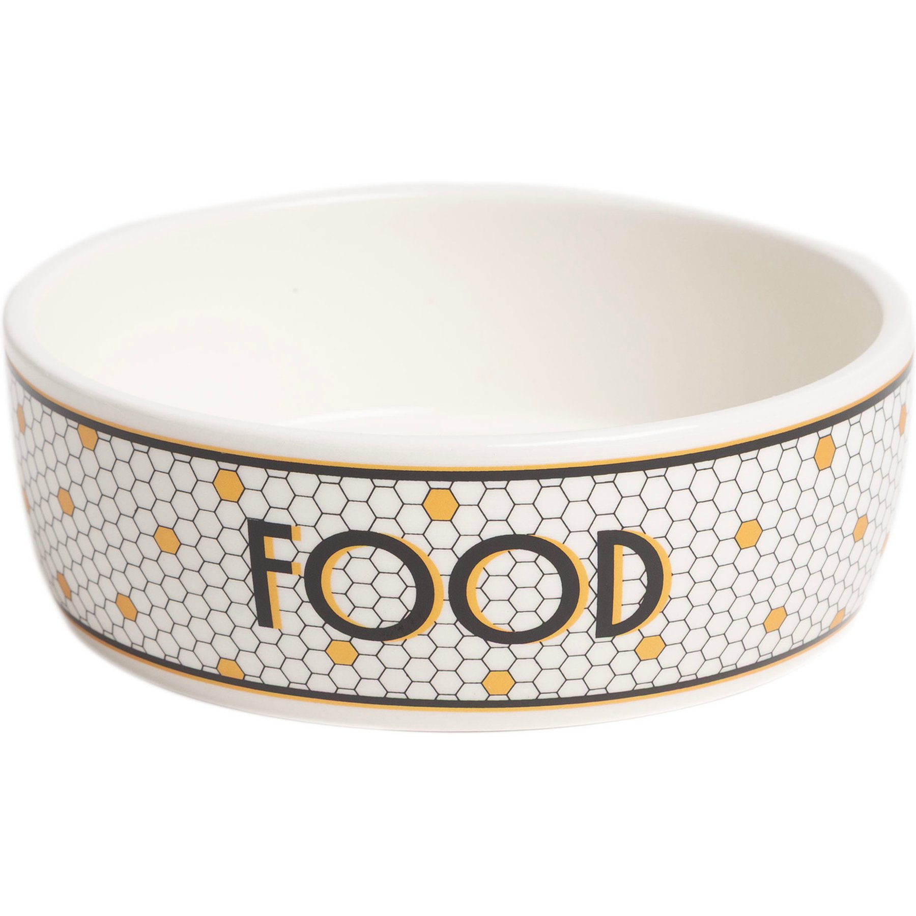 Pearhead Bistro Tile Honeycomb BPA-Free Ceramic Dog Food Bowl, White, Small: 2-cup