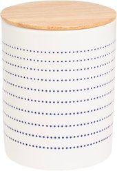 Pearhead Food Storage Ceramic Dog Treat Jar with Wooden Lid, White, 4-cup