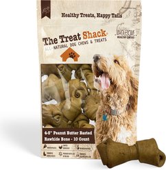 The Treat Shack Knotted 4 to 5-in Peanut Butter Flavor Rawhide Bone Dog Treats, 10 count