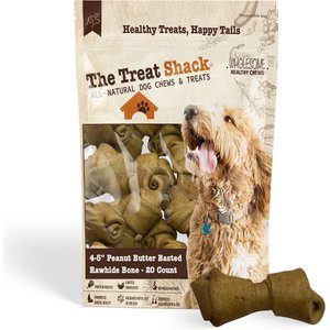 The Treat Shack Knotted 4 to 5-in Peanut Butter Flavor Rawhide Bone Dog Treats, 20 count