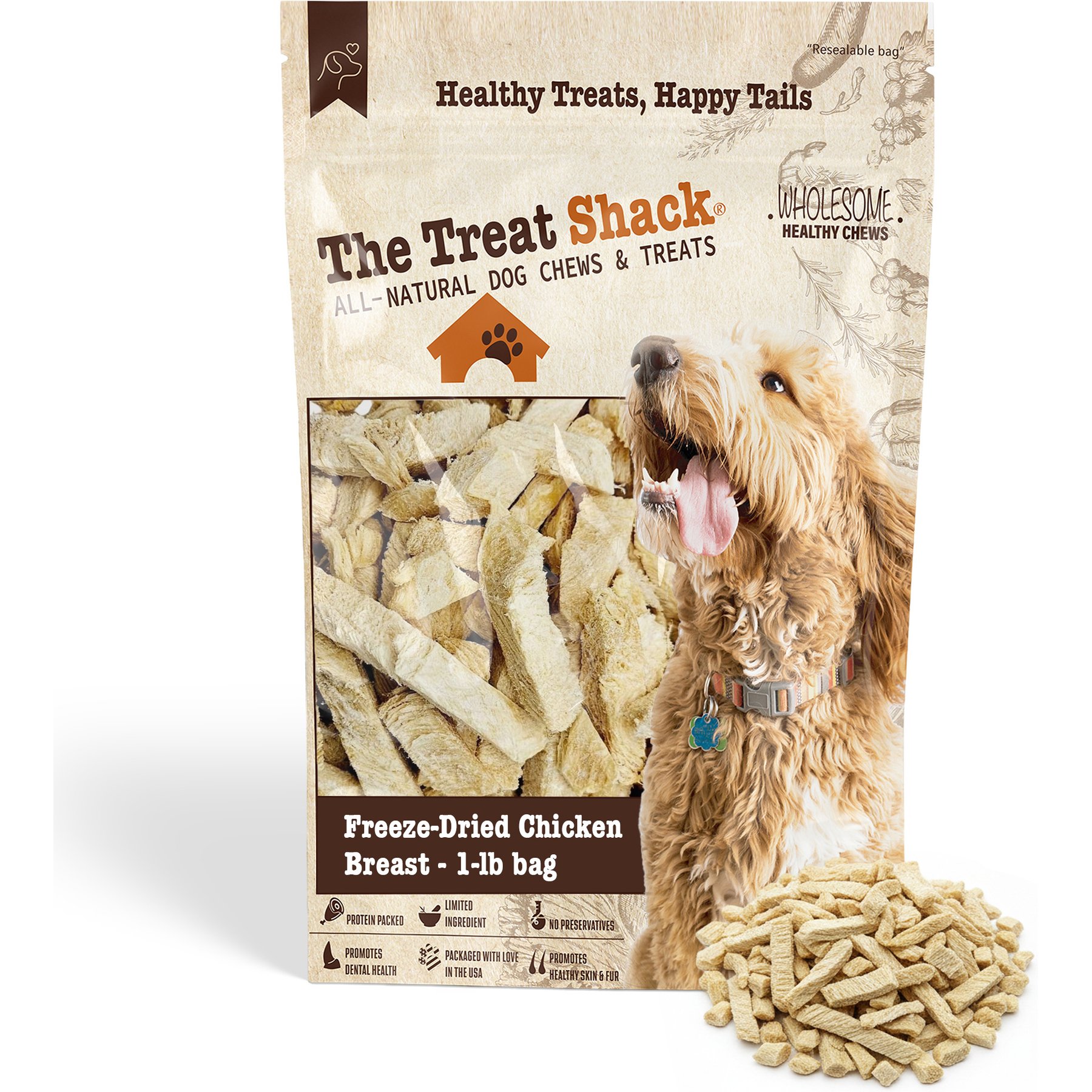 The Treat Shack Single Ingredient Chicken Breast Freeze-Dried Dog & Cat Treats, 1-lb bag