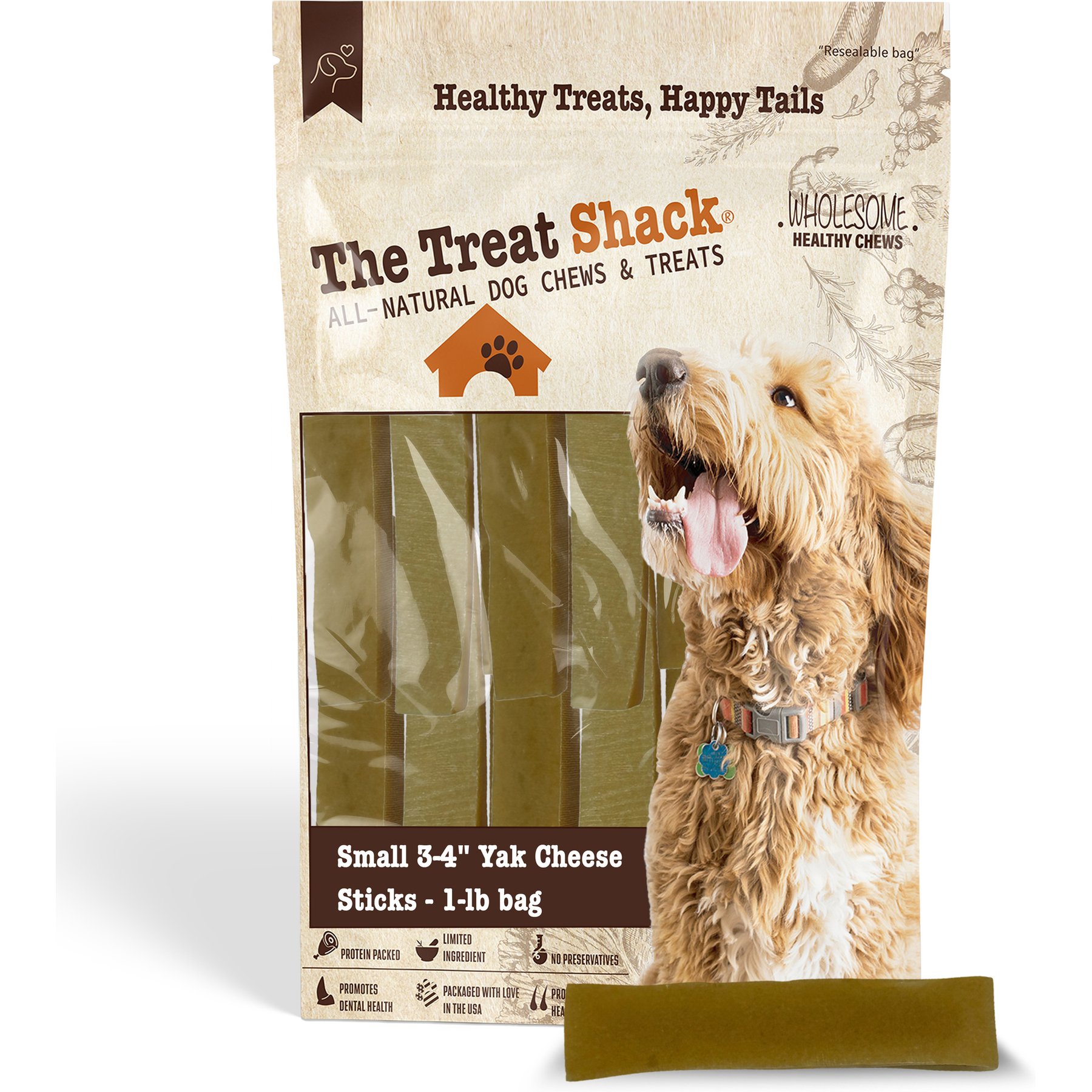 The Treat Shack 3 to 4-in Himalayan Yak Cheese Dog Chew Treats, Small, 1-lb bag