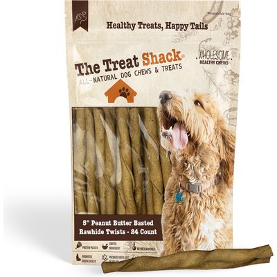 The Treat Shack The Treat Shack Twists 5-in Peanut Butter Flavor Rawhide Dog Chew Treats, 24 count