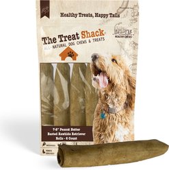 The Treat Shack Retriever Rolls 7 to 8-in Peanut Butter Flavor Rawhide Dog Chew Treats, 6 count